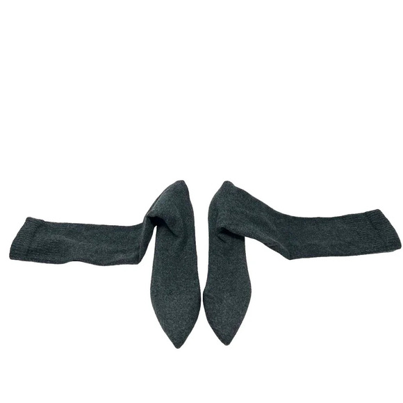 Zara Boots Grey Knit Sock Heels Knee High OTK Size 35 US 5 - Picture 6 of 9